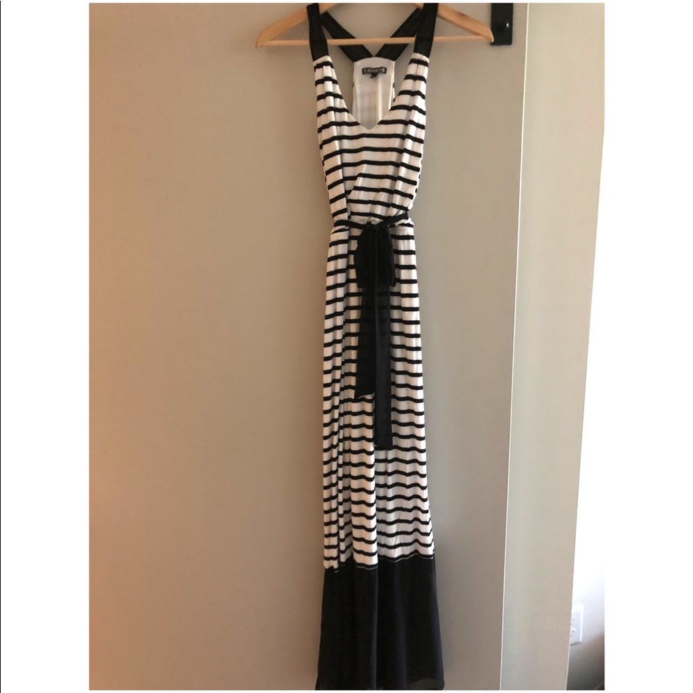 Express white and black striped maxi dress